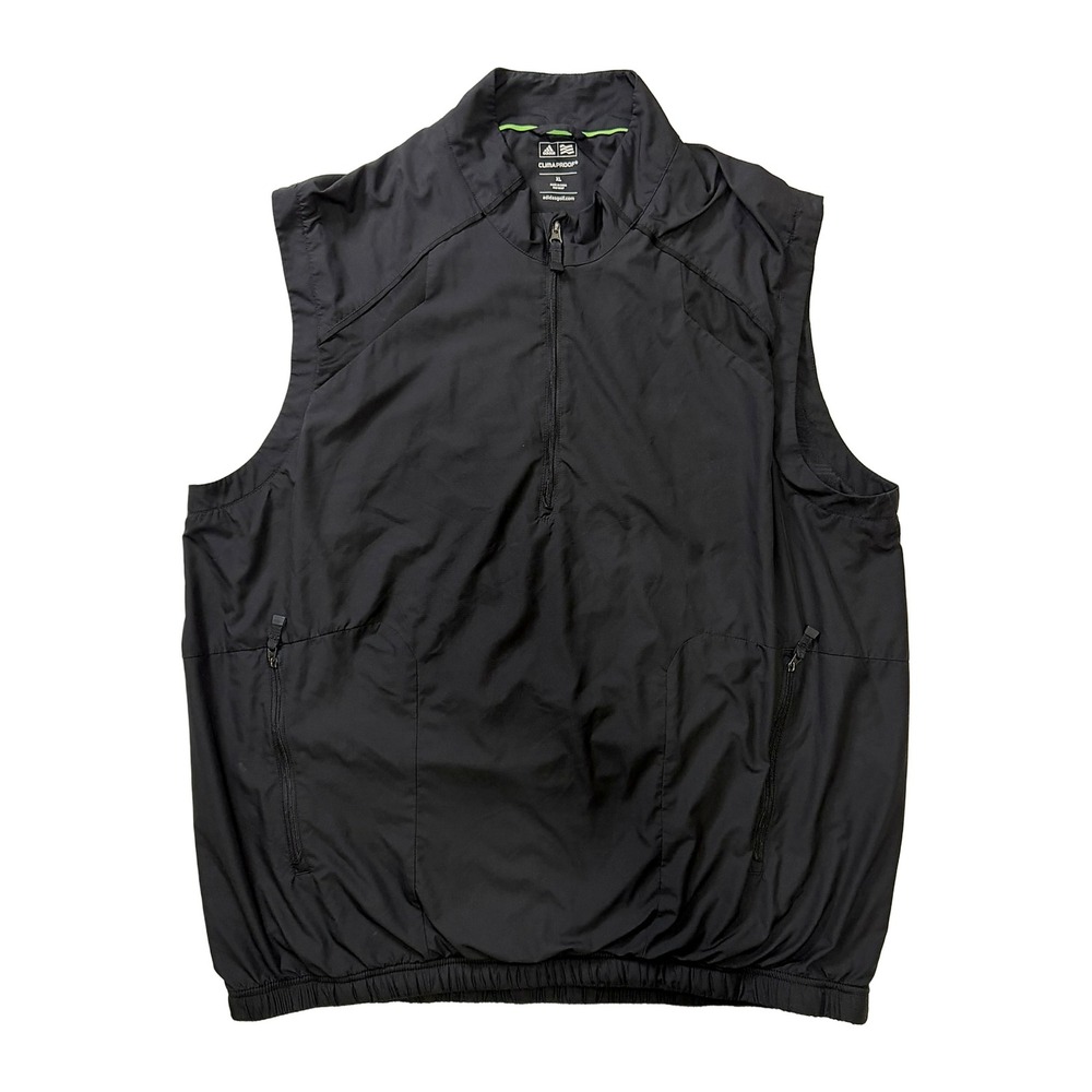 Adidas Golf ClimaProof Wind Vest Mens XL Black Quarter Zip P15052 Reflective